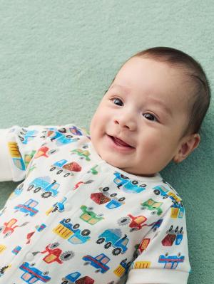 ロンパース・カバーオール|【La Stella】ガーゼ天竺くるま柄ロンパース|車柄