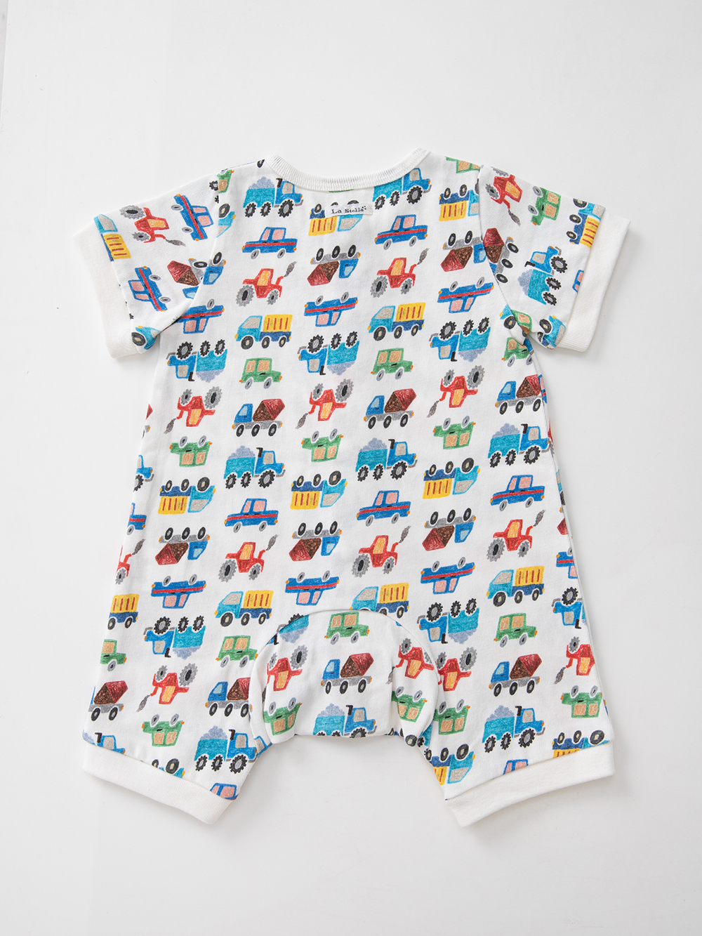 ロンパース・カバーオール|【La Stella】ガーゼ天竺くるま柄ロンパース