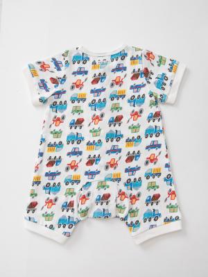 ロンパース・カバーオール|【La Stella】ガーゼ天竺くるま柄ロンパース