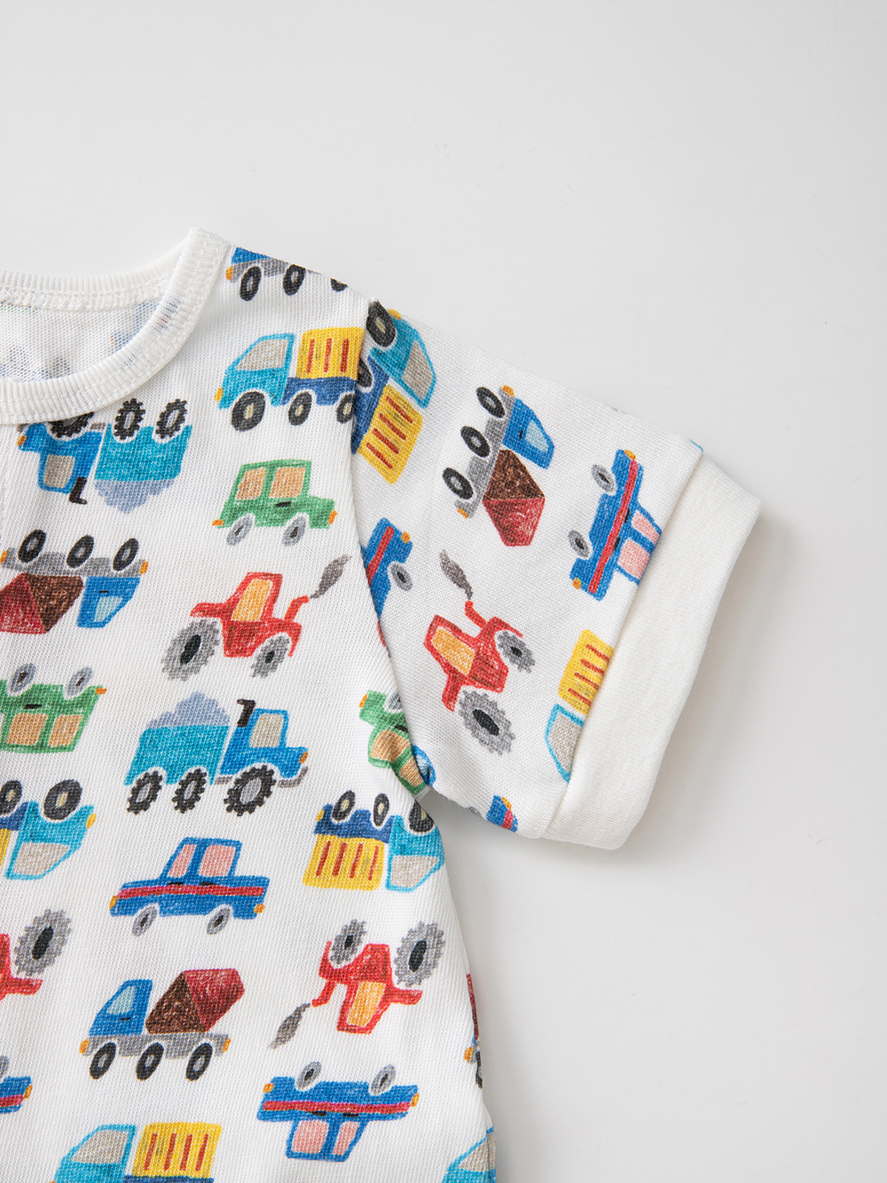 ロンパース・カバーオール|【La Stella】ガーゼ天竺くるま柄ロンパース