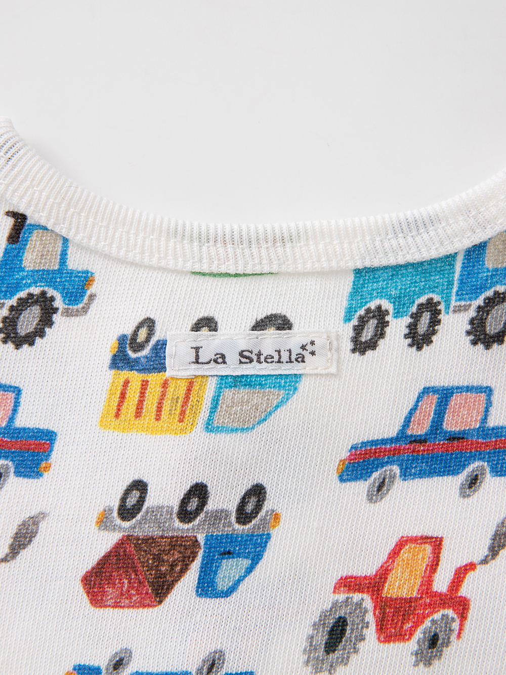 ロンパース・カバーオール|【La Stella】ガーゼ天竺くるま柄ロンパース