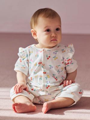 ロンパース・カバーオール|【La Stella】ガーゼ天竺チェリー柄ロンパース|チェリー柄