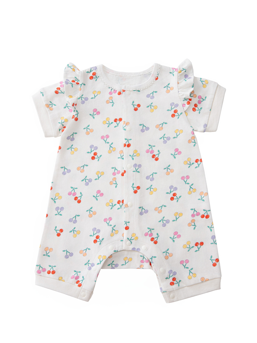 ロンパース・カバーオール|【La Stella】ガーゼ天竺チェリー柄ロンパース|チェリー柄