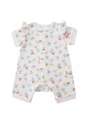 ロンパース・カバーオール|【La Stella】ガーゼ天竺チェリー柄ロンパース|チェリー柄