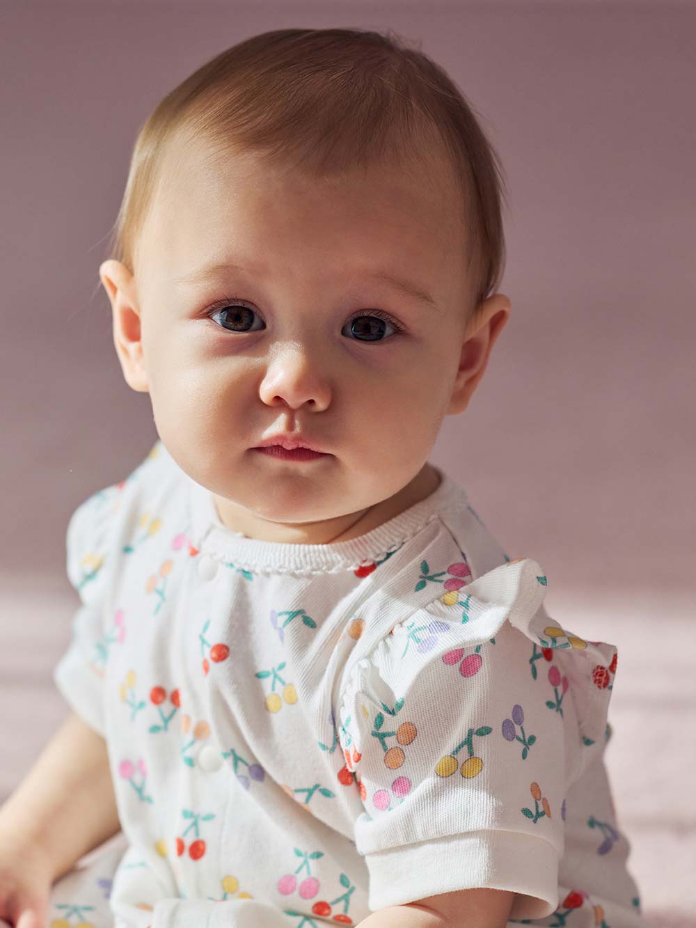 ロンパース・カバーオール|【La Stella】ガーゼ天竺チェリー柄ロンパース|チェリー柄