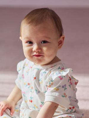 ロンパース・カバーオール|【La Stella】ガーゼ天竺チェリー柄ロンパース|チェリー柄