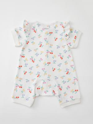 ロンパース・カバーオール|【La Stella】ガーゼ天竺チェリー柄ロンパース