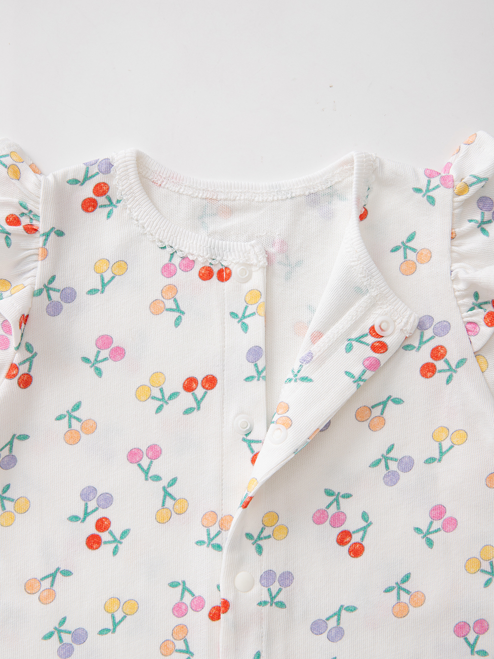 ロンパース・カバーオール|【La Stella】ガーゼ天竺チェリー柄ロンパース