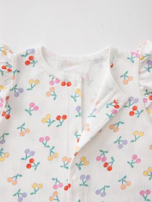 ロンパース・カバーオール|【La Stella】ガーゼ天竺チェリー柄ロンパース