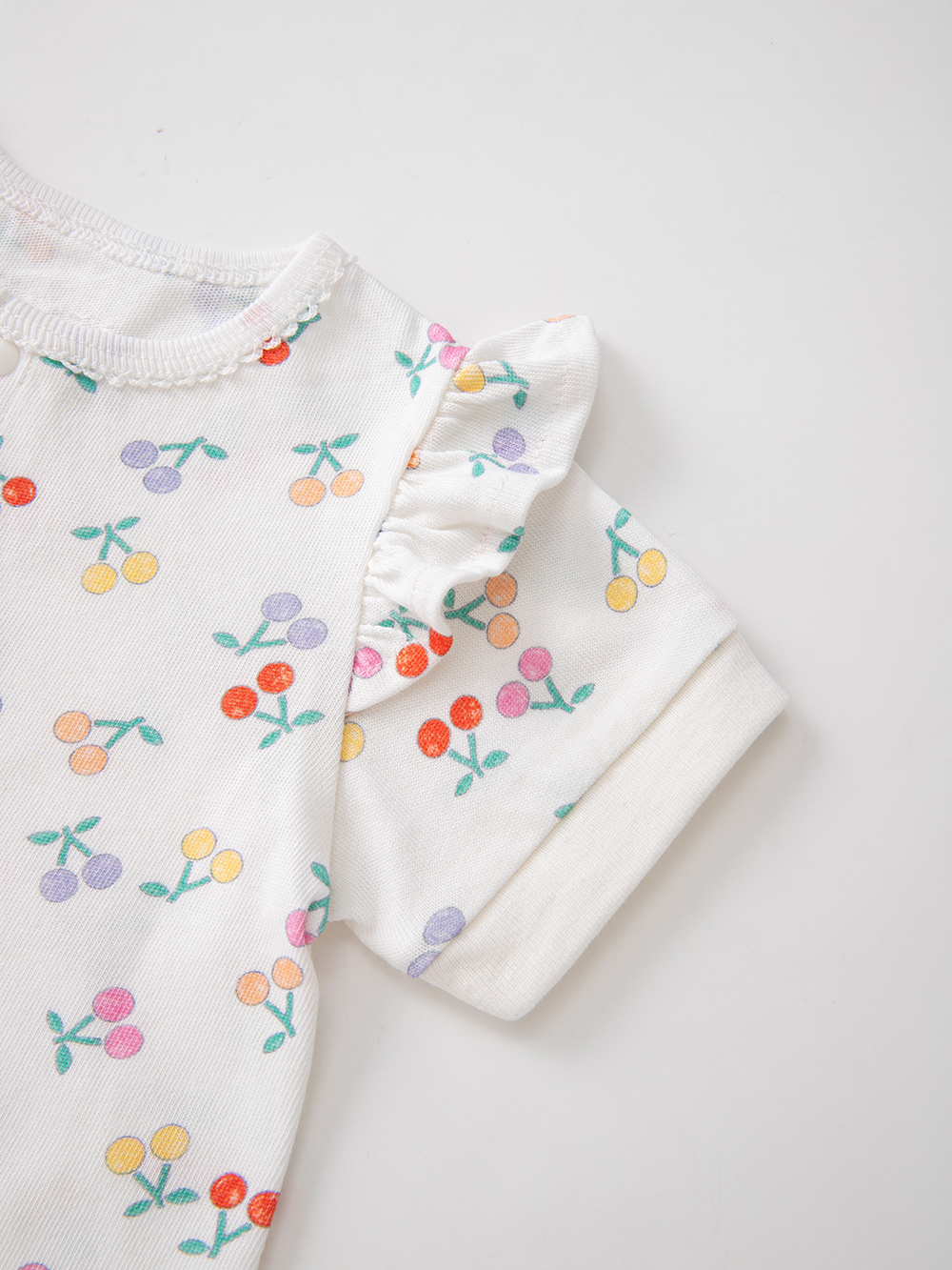 ロンパース・カバーオール|【La Stella】ガーゼ天竺チェリー柄ロンパース