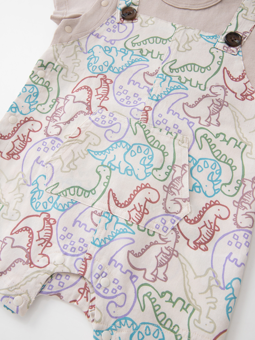 ロンパース・カバーオール|【La Stella】恐竜柄サロペットロンパース