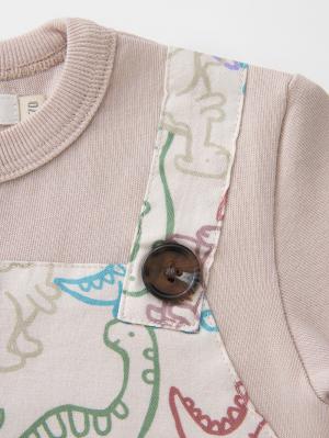 ロンパース・カバーオール|【La Stella】恐竜柄サロペットロンパース