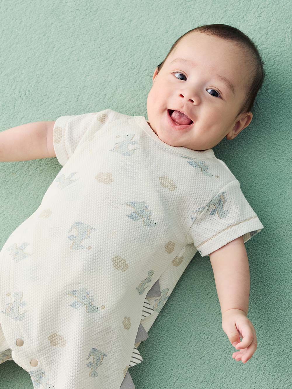 ロンパース・カバーオール|【mocmof】ドラゴン柄サマーロンパース|アイボリー