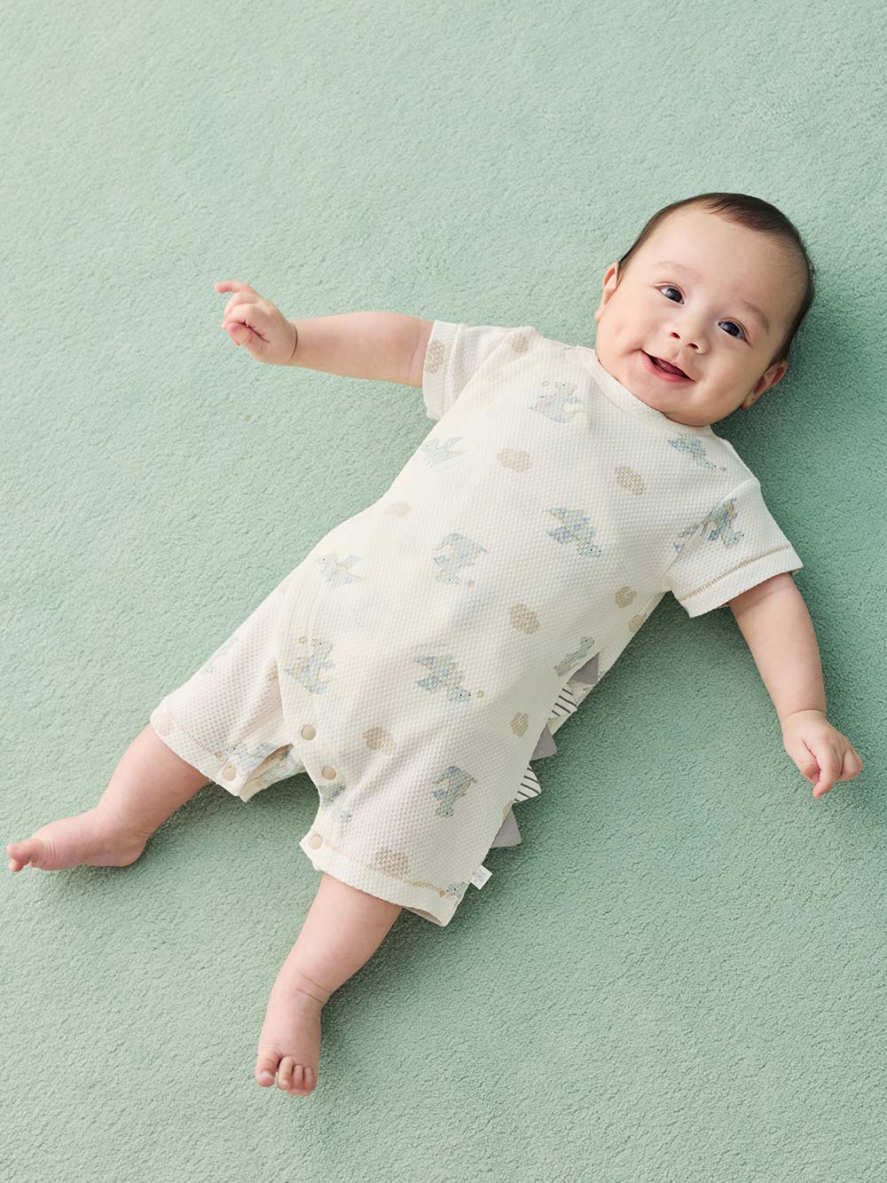 ロンパース・カバーオール|【mocmof】ドラゴン柄サマーロンパース|アイボリー