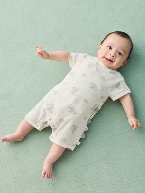 ロンパース・カバーオール|【mocmof】ドラゴン柄サマーロンパース|アイボリー