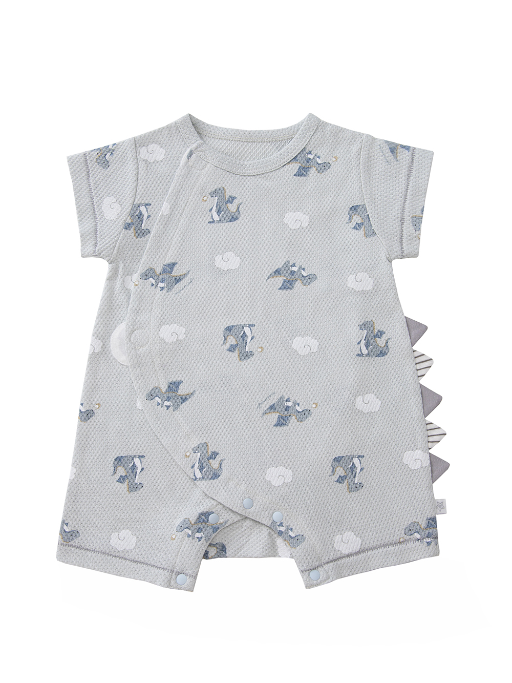 ロンパース・カバーオール|【mocmof】ドラゴン柄サマーロンパース|サックス