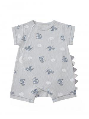 ロンパース・カバーオール|【mocmof】ドラゴン柄サマーロンパース|サックス