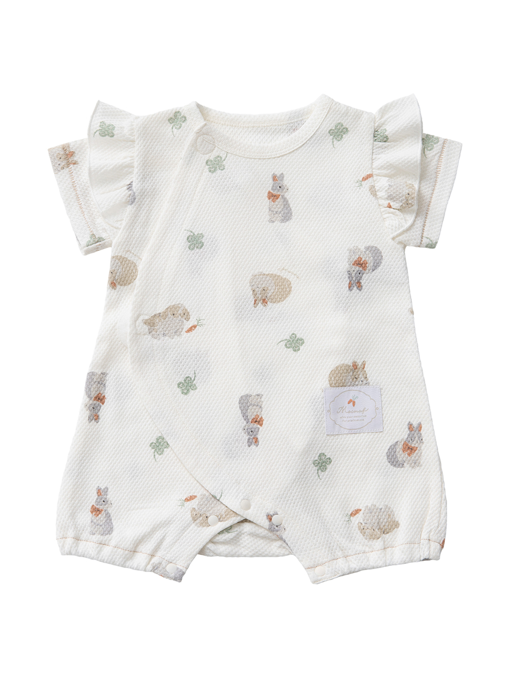 ロンパース・カバーオール|【mocmof】うさぎ柄サマーロンパース|アイボリー
