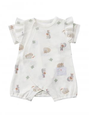 ロンパース・カバーオール|【mocmof】うさぎ柄サマーロンパース|アイボリー