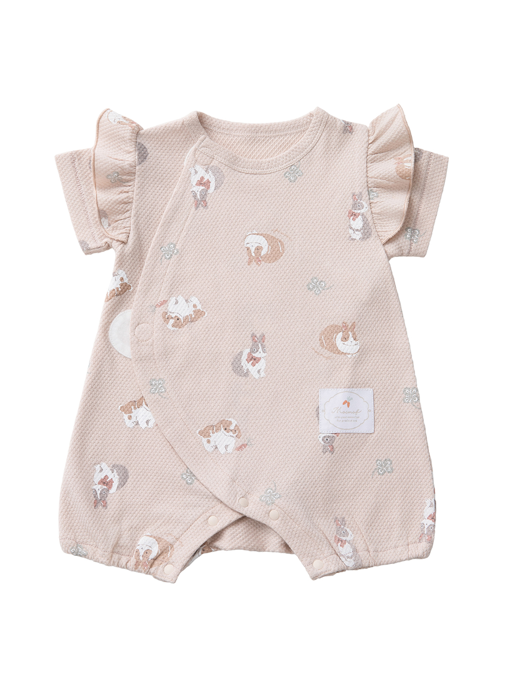 ロンパース・カバーオール|【mocmof】うさぎ柄サマーロンパース|ピンク