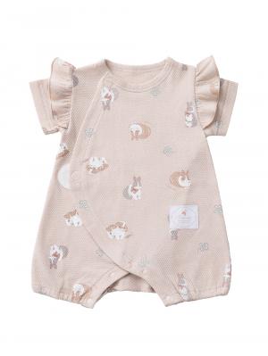 ロンパース・カバーオール|【mocmof】うさぎ柄サマーロンパース|ピンク