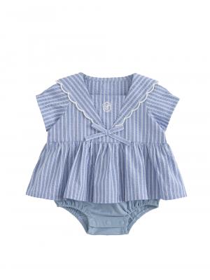 ロンパース・カバーオール|【coto cotto】セーラー襟ロンパース|ストライプ柄