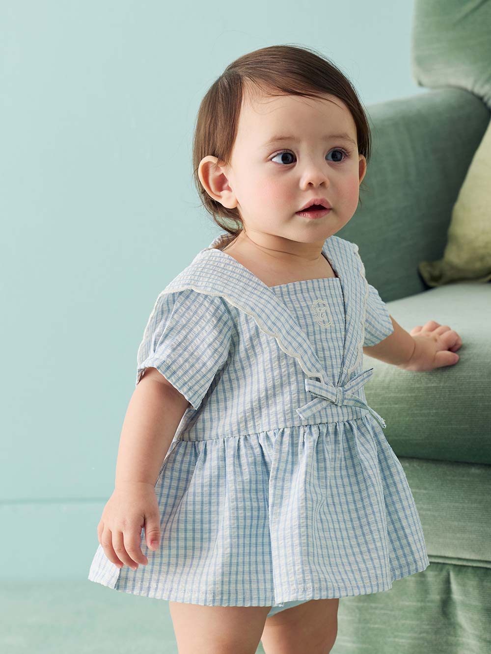ロンパース・カバーオール|【coto cotto】セーラー襟ロンパース|チェック柄