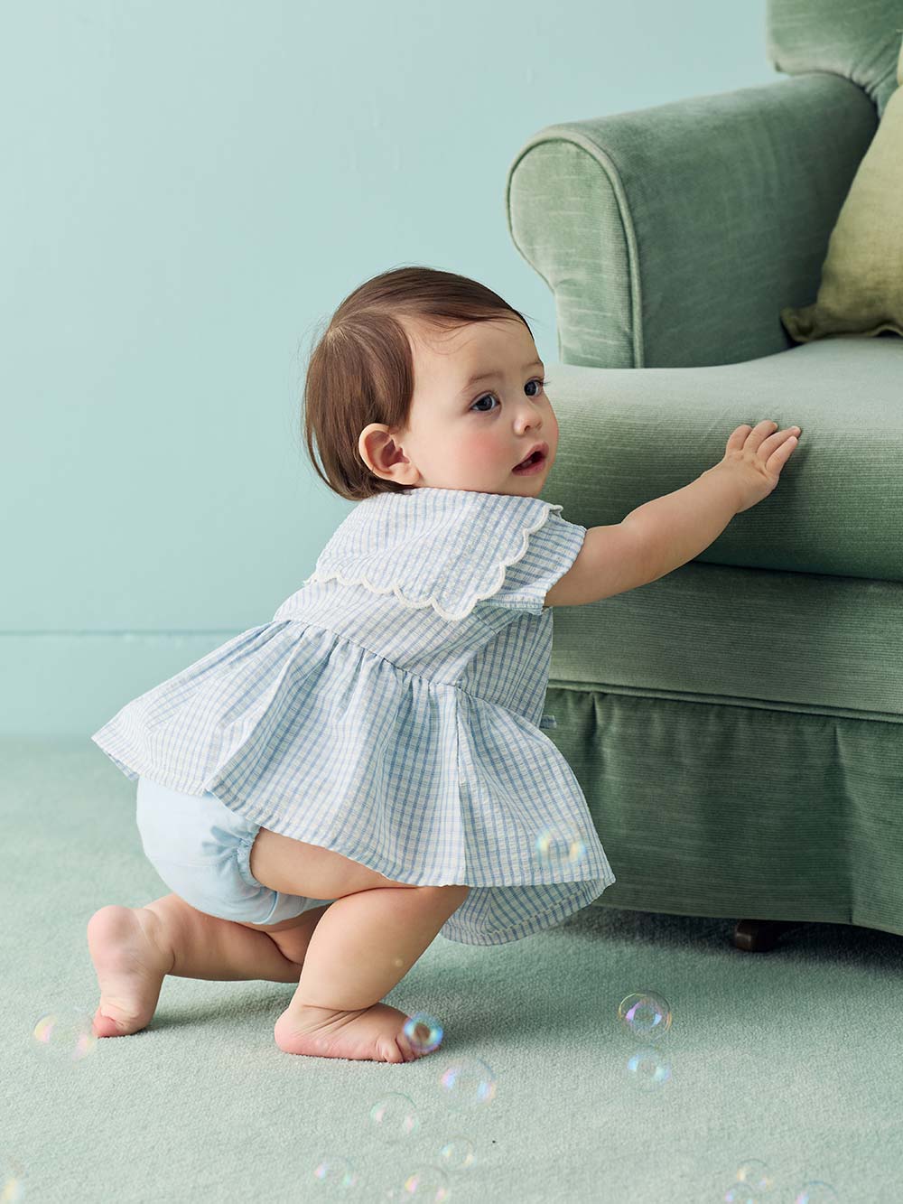 ロンパース・カバーオール|【coto cotto】セーラー襟ロンパース|チェック柄