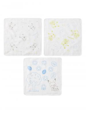 赤ちゃん お風呂・ベビースキンケア|【monpoke】モンポケガーゼハンカチ3枚組|ー