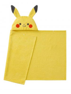 赤ちゃん お風呂・ベビースキンケア|【monpoke】モンポケフード付きバスタオル|ピカチュウ