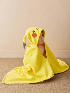 赤ちゃん お風呂・ベビースキンケア|【monpoke】モンポケフード付きバスタオル|ピカチュウ