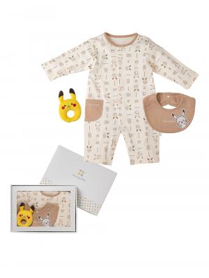 出産準備|【monpoke】モンポケベビーギフトカバーオール3点セット|ー