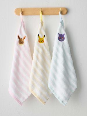 赤ちゃん お風呂・ベビースキンケア|【monpoke】モンポケループ付きタオルハンカチ|イエロー