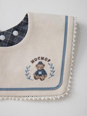 スタイ・よだれかけ（新生児・ベビー）|【mocmof】くま刺しゅうフォーマルギフトセット|ブルー