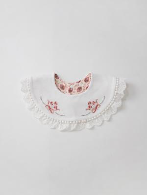 スタイ・よだれかけ（新生児・ベビー）|【mocmof】花刺しゅうフォーマルギフトセット|レッド
