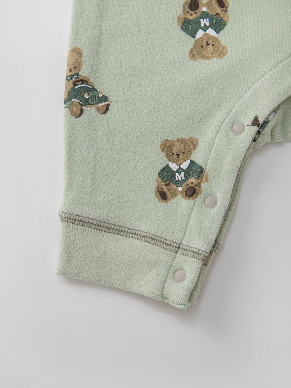 ロンパース・カバーオール|【mocmof】やわもちニットテディベア柄かんたんロンパース