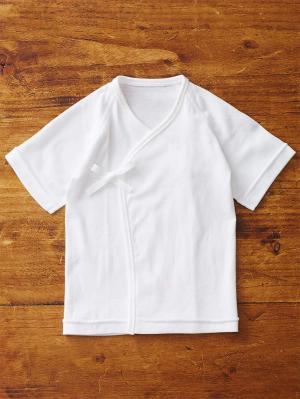コンビ肌着・新生児/ベビー肌着|【日本製】フライス短肌着(無蛍光)|オフホワイト
