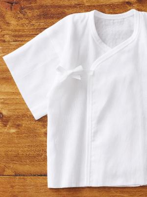 コンビ肌着・新生児/ベビー肌着|【日本製】ガーゼ短肌着 (無蛍光)|オフホワイト(無蛍光)