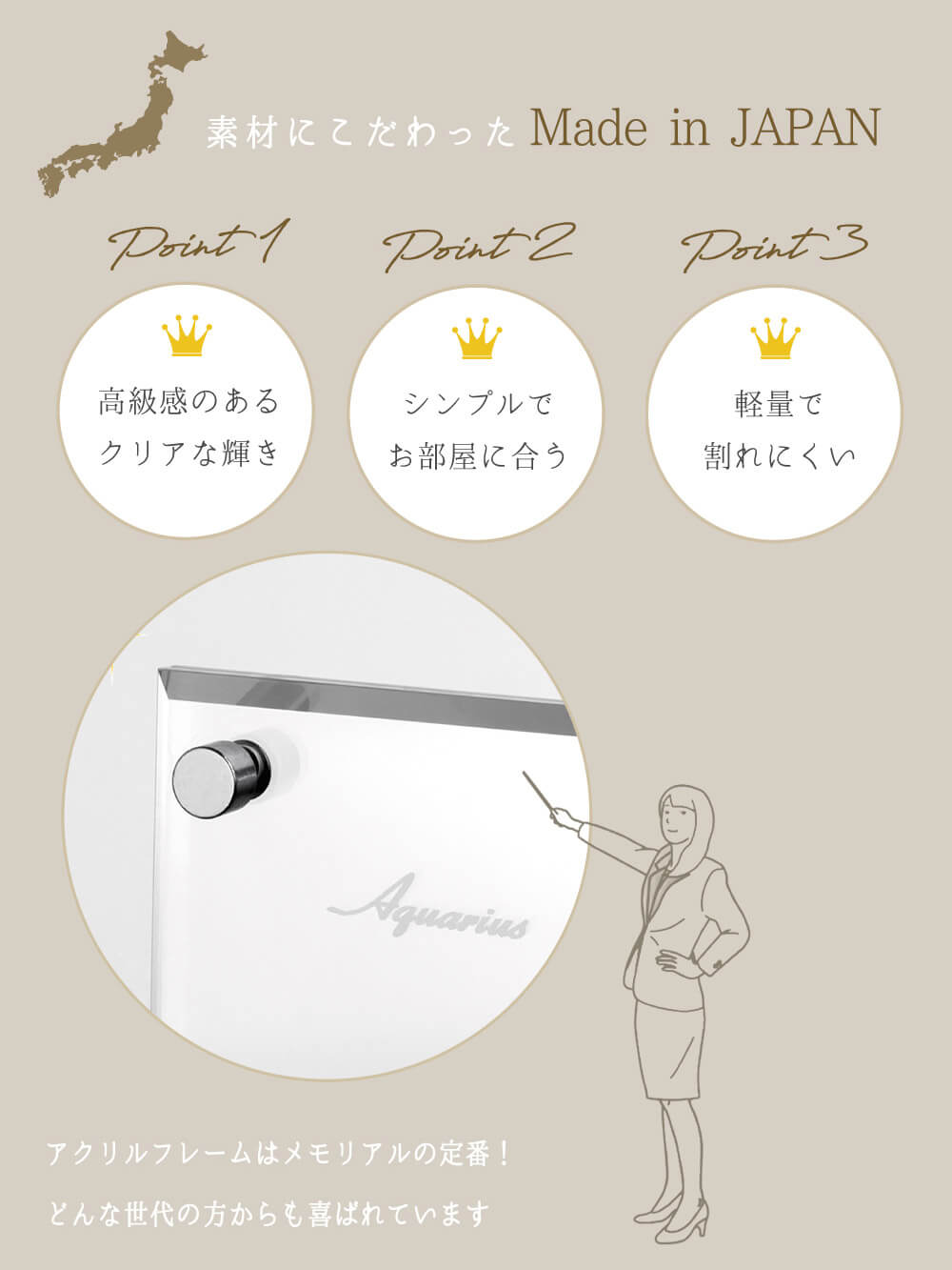 アクリルフレームはメモリアルの定番！どんな世代の方からも喜ばれています