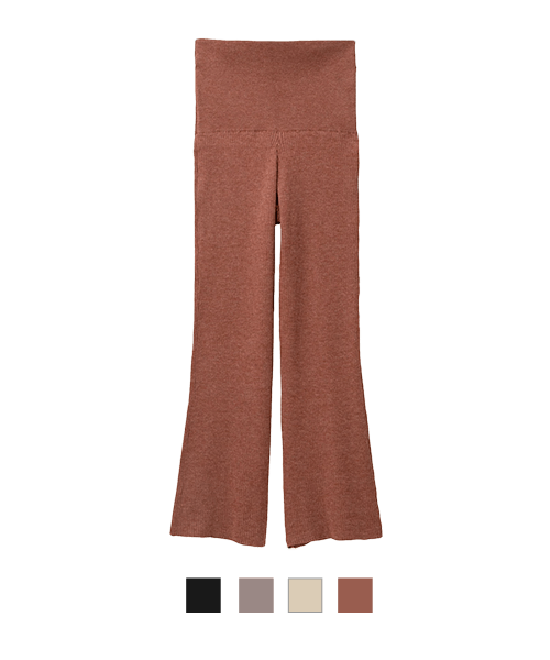 リブニットフレアパンツ
