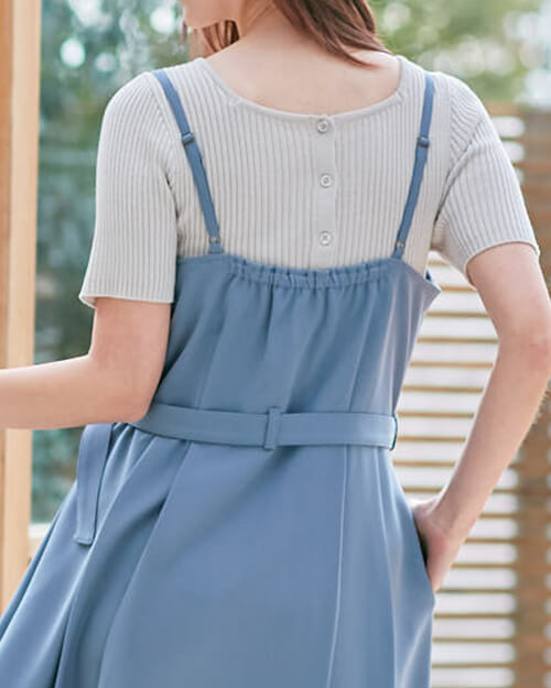 ウエストベルト付きキャミワンピース