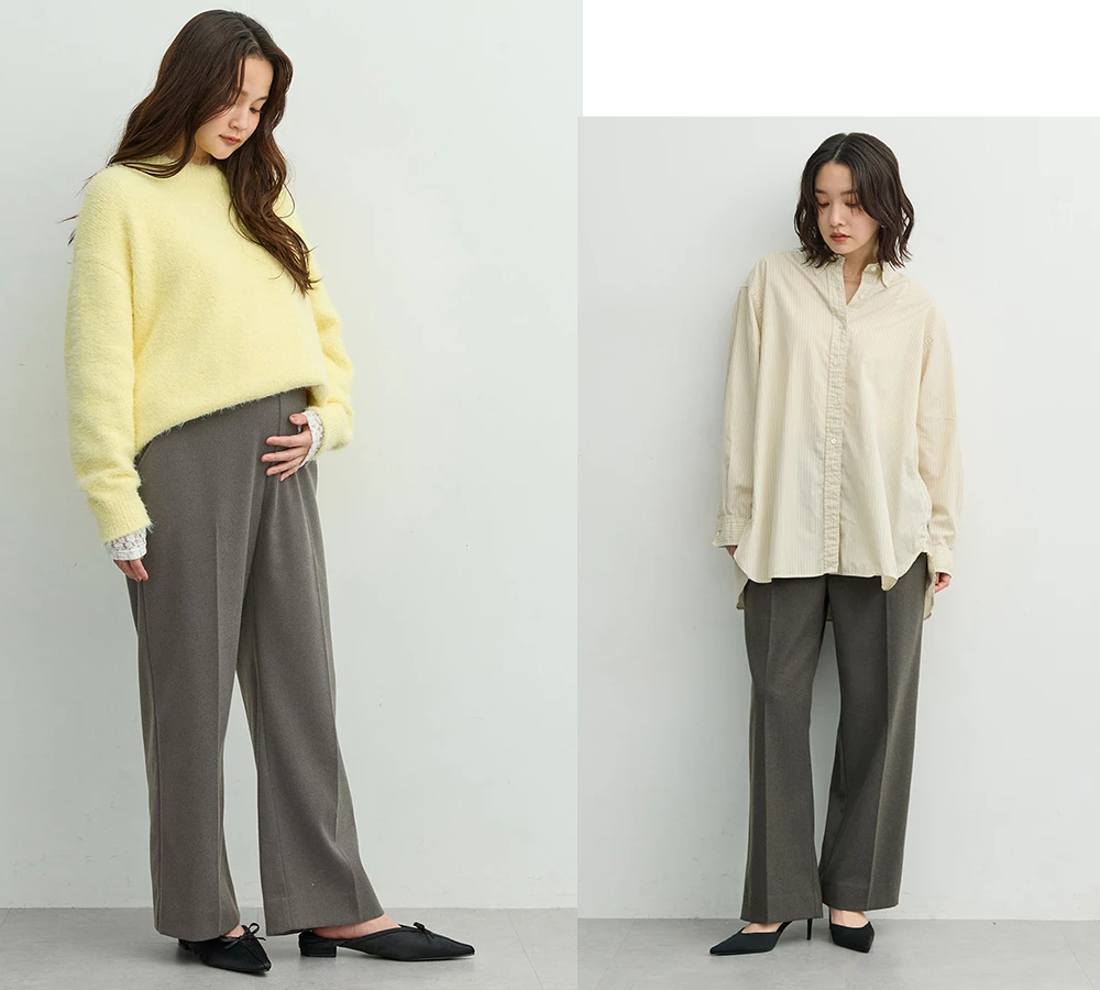【セットアップ可】ハイウエストワイドストレートパンツ