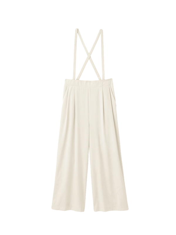サスペンダー付きワイドパンツ
