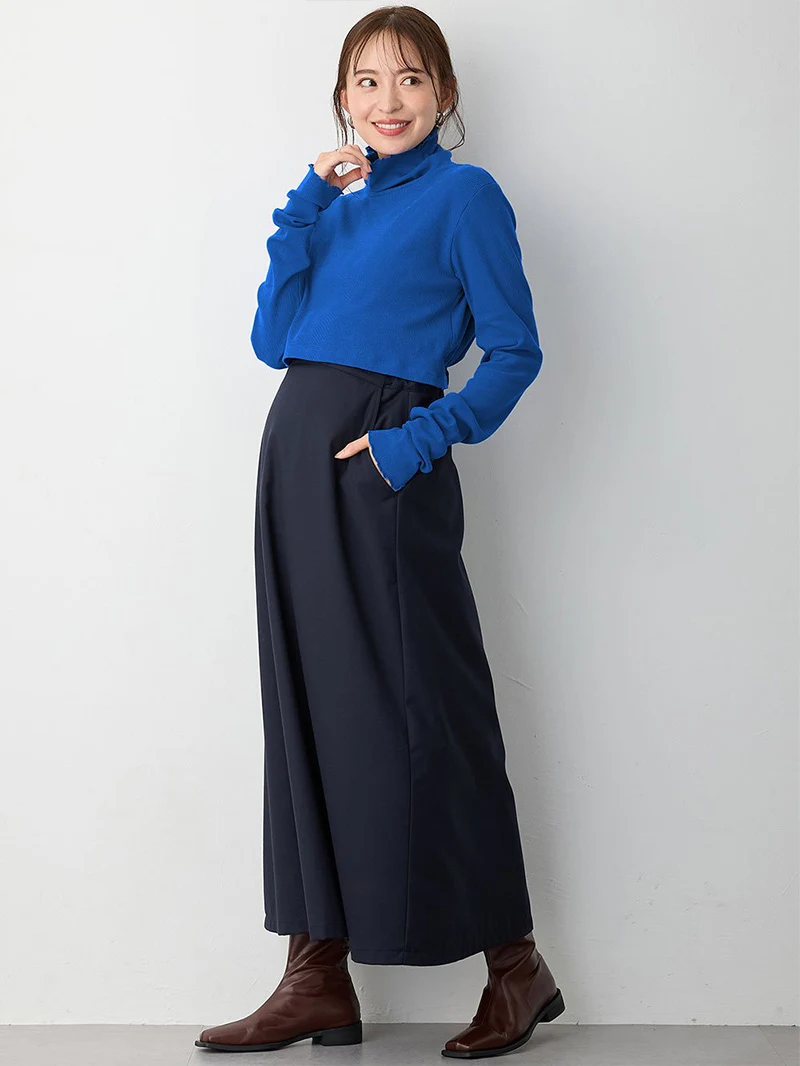 綿混カラーリブタートル