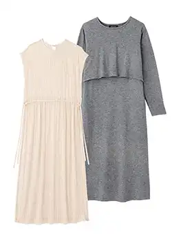 レースワンピース×ニットソーワンピースセット