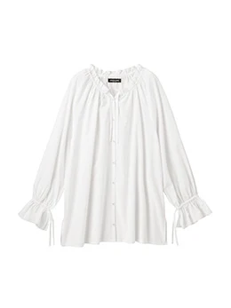 綿混フリルブラウス