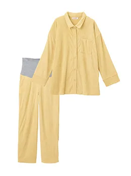 綿混パイルリブシャツ&パンツパジャマ