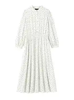 バンドカラーウエストシャーリング ドットワンピース