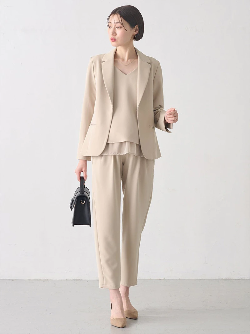 P・パンツ　ストレッチジョーゼットテーパード